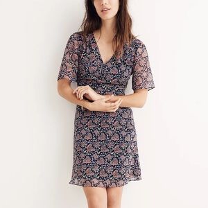 Madewell Orchard Flutter-Sleeve Dress in Fan Floral Mix Size 14